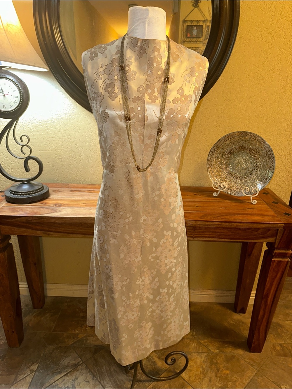 Pale Gold Satin Brocade Sheath in XL